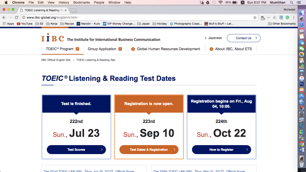 Tes TOEIC L&R di Jepang